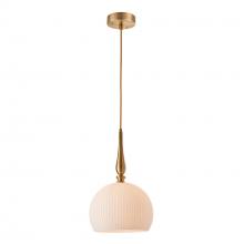 Artcraft AC12111BR - Kate 1 Light Pendant 14", Brushed Brass with Ribbed Glassware