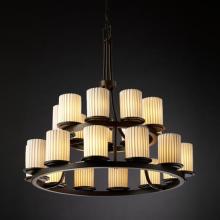 Justice Design Group POR-8767-10-WAVE-DBRZ - Dakota 21-Light 2-Tier Ring Chandelier