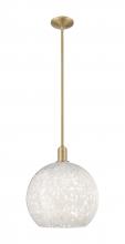 Innovations Lighting 716-1S-BB-G1216-14WM - White Mouchette - 1 Light - 14 inch - Brushed Brass - Stem hung - Mini Pendant